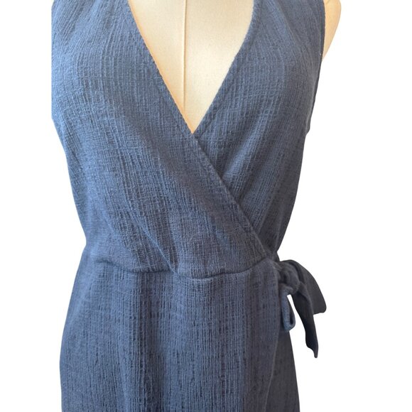 2/$30 Madewell Small Texture & Thread Navy Sleeveless Dress Tie Waist - Picture 6 of 15